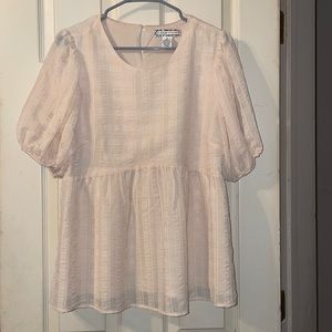 Cream top with puff sleeves